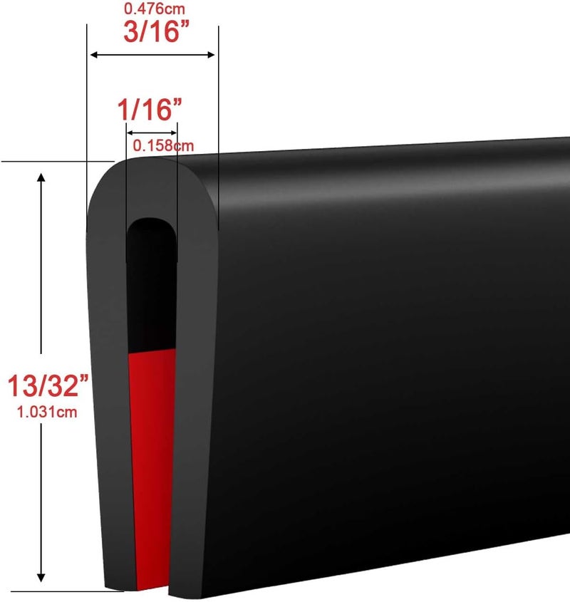 Pettyelf Silicone Edge Trim Self-Adhesive U Channel Silicone Edge Trim Edge Protector for Sheet Metal (Black, Fit 1/16" - L 10') - Image 2